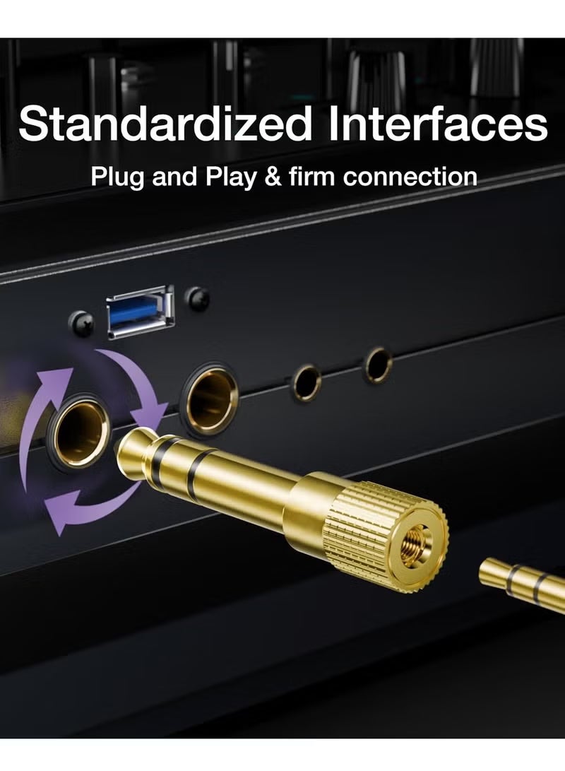 المنسوجات عبوة من 2 محول صوت ستيريو، محول مقبس صوت ستيريو من 6.35 مم (1/4 بوصة) ذكر إلى 3.5 مم (1/8 بوصة) أنثى لكابل Aux ومكبر صوت الجيتار وسماعات الرأس - Image 4