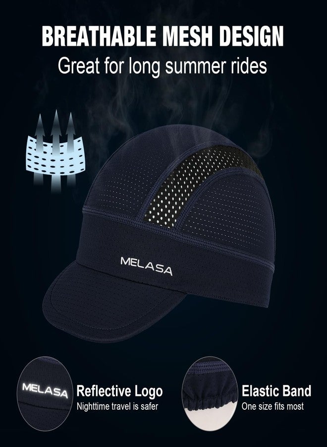 MELASA Cycling Cap, Cooling Skull Cap Helmet Liner with Sun Visor, Sun Protection Running Beanie Bike Cap for Men Women Under Helmet(Map Orbit Black) - Image 2