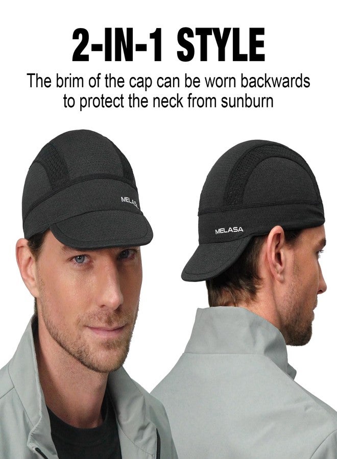 MELASA Cycling Cap, Cooling Skull Cap Helmet Liner with Sun Visor, Sun Protection Running Beanie Bike Cap for Men Women Under Helmet(Map Orbit Black) - Image 4
