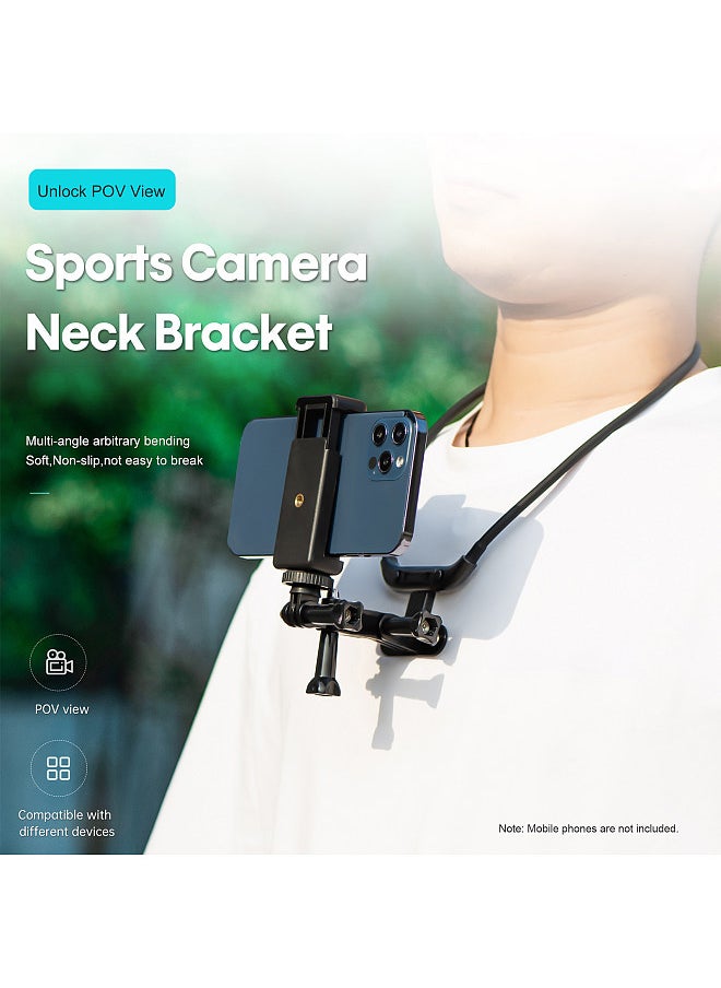STARTRC POV Neck Holder Mount Necklace Mount Chest Holder with Phone Clip Vertical/Horizontal Mounts & Sports Camera Adapter Compatible with GoPro 12/11/10/9/8/7 Insta360 Ace Pro DJI Osmo Action Cameras  - Image 4