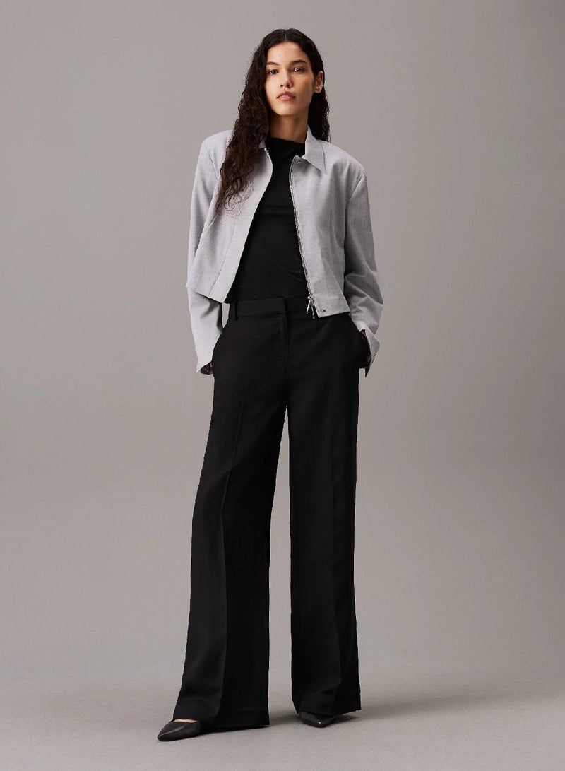 CALVIN KLEIN Wide Leg Linen Blend Trousers - Image 4