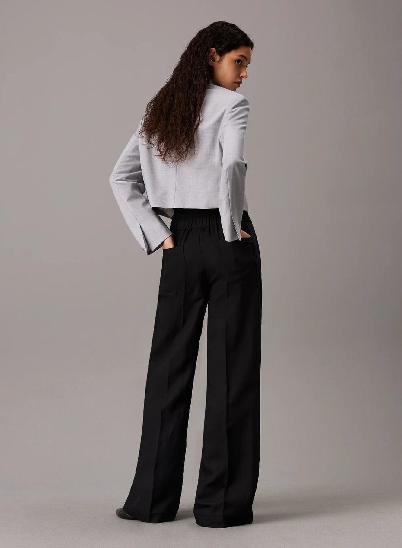 CALVIN KLEIN Wide Leg Linen Blend Trousers - Image 2