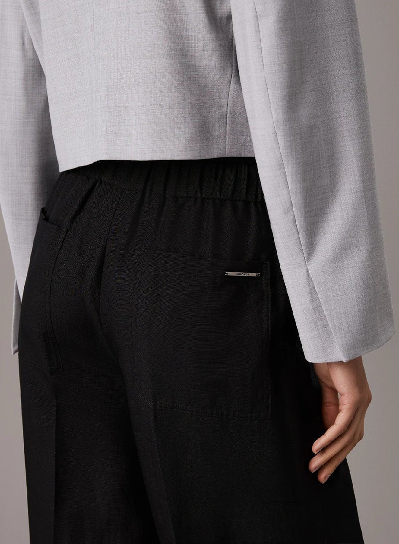 CALVIN KLEIN Wide Leg Linen Blend Trousers - Image 3