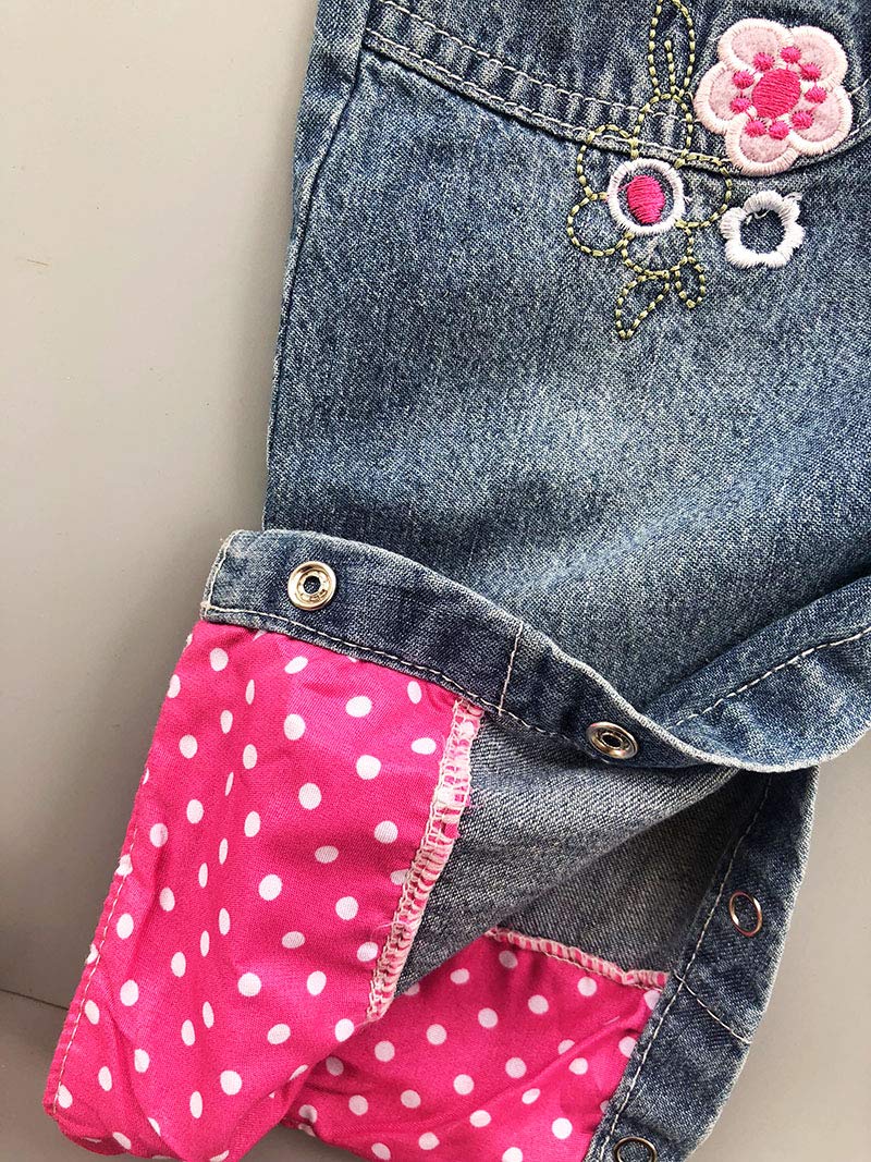 Peacolate 3months-3Years Baby Girls Denim Overalls Embroidery Bib Pants Jeans Jumpsuit(6-9Month,Rose Red) - Image 5