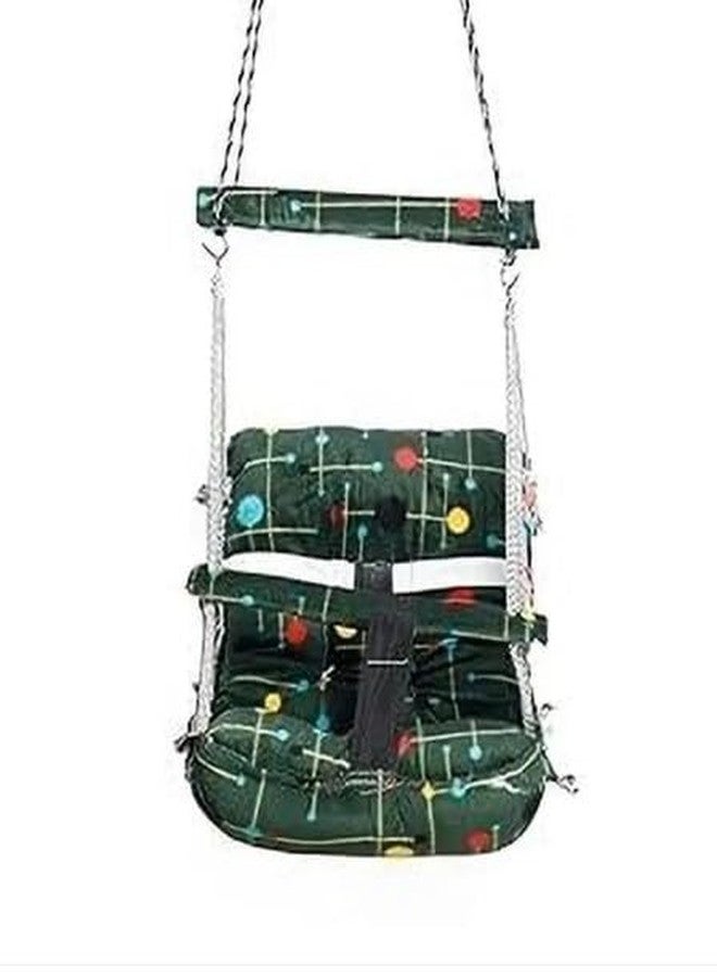 Cotton Baby Swing for Kids | Soft Fabric Baby Jhula | Indoor & Outdoor Hanging Swing for Infants and Toddlers (Green) - Image 1