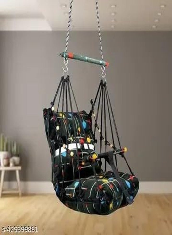 Cotton Baby Swing for Kids | Soft Fabric Baby Jhula | Indoor & Outdoor Hanging Swing for Infants and Toddlers (Green) - Image 2