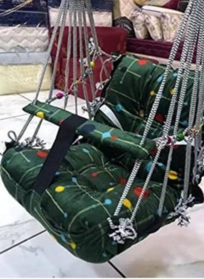 Cotton Baby Swing for Kids | Soft Fabric Baby Jhula | Indoor & Outdoor Hanging Swing for Infants and Toddlers (Green) - Image 3