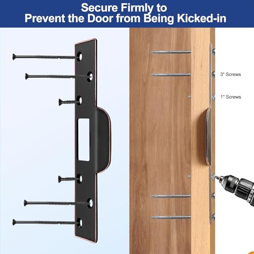MOSECYOU Door Strike Plate 7" Oil Rubbed Bronze, Screw Holes Relocation for Repairing Damaged Worn Frame/Slot/Jamb, Large Hole to Fix Latch Sticking, Reinforcement Striker - Image 4