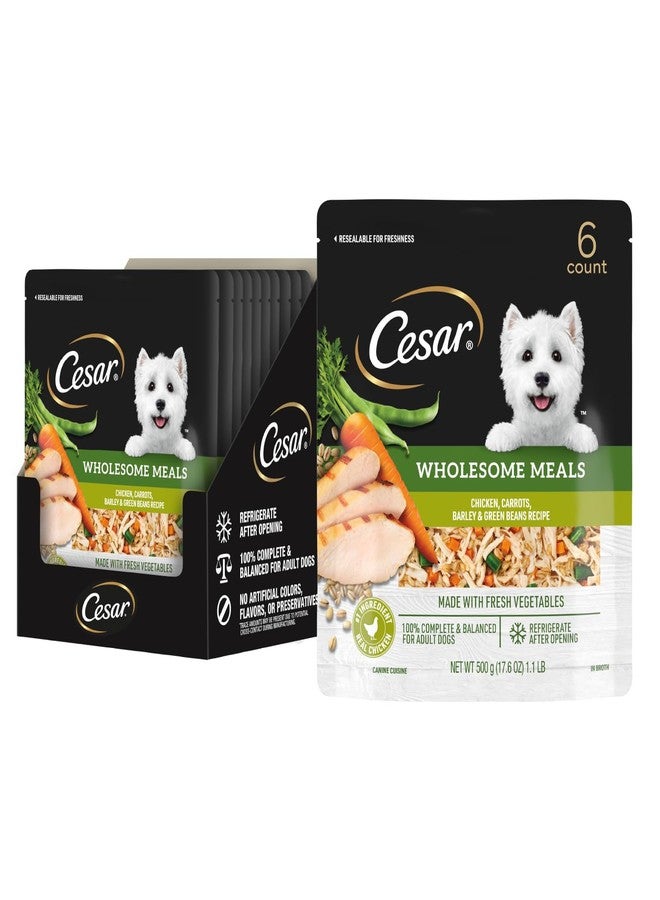 Cesar Wholesome Meals Chicken, Carrots, Barley & Green Beans Wet Dog Food, 17.6 oz. Pouch (6 Count) - Image 1