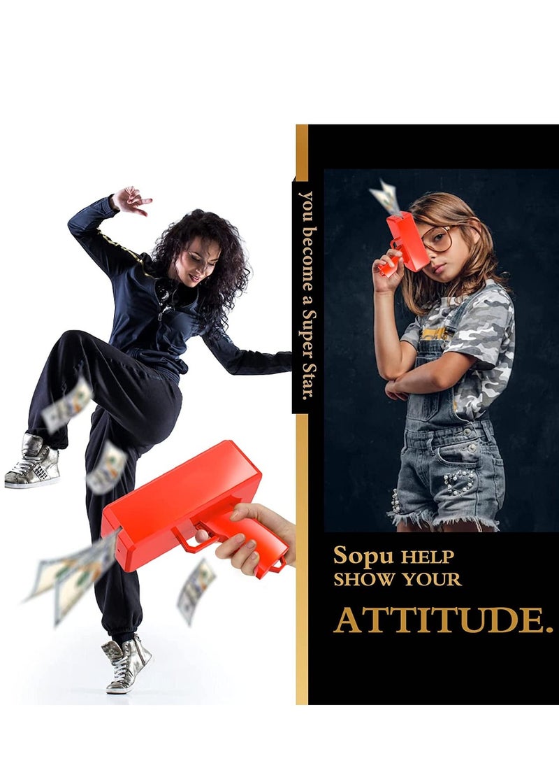 Sopu Make it Rain Money Gun Paper Playing Spary Money Toy Gun, Prop Money Gun Cash Gun Toy Party Supplies (Passion Red)  - Image 3
