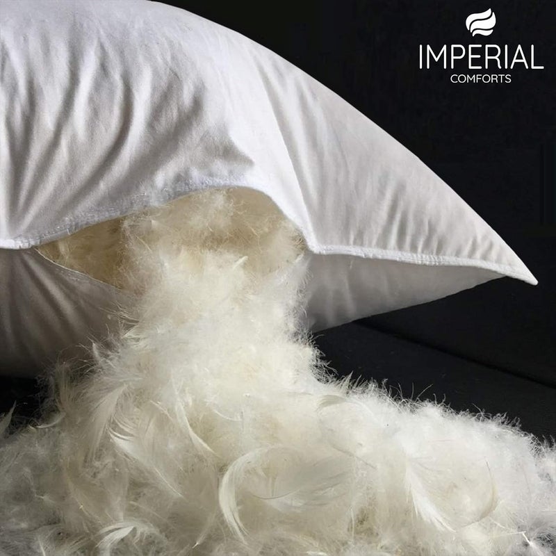 Imperial Comforts® Goose Down Feather Pillows for Sleeping Queen Size Bed Pillows,100% Original Egyptian Cotton 1000 TC (1, Queen) - Image 2