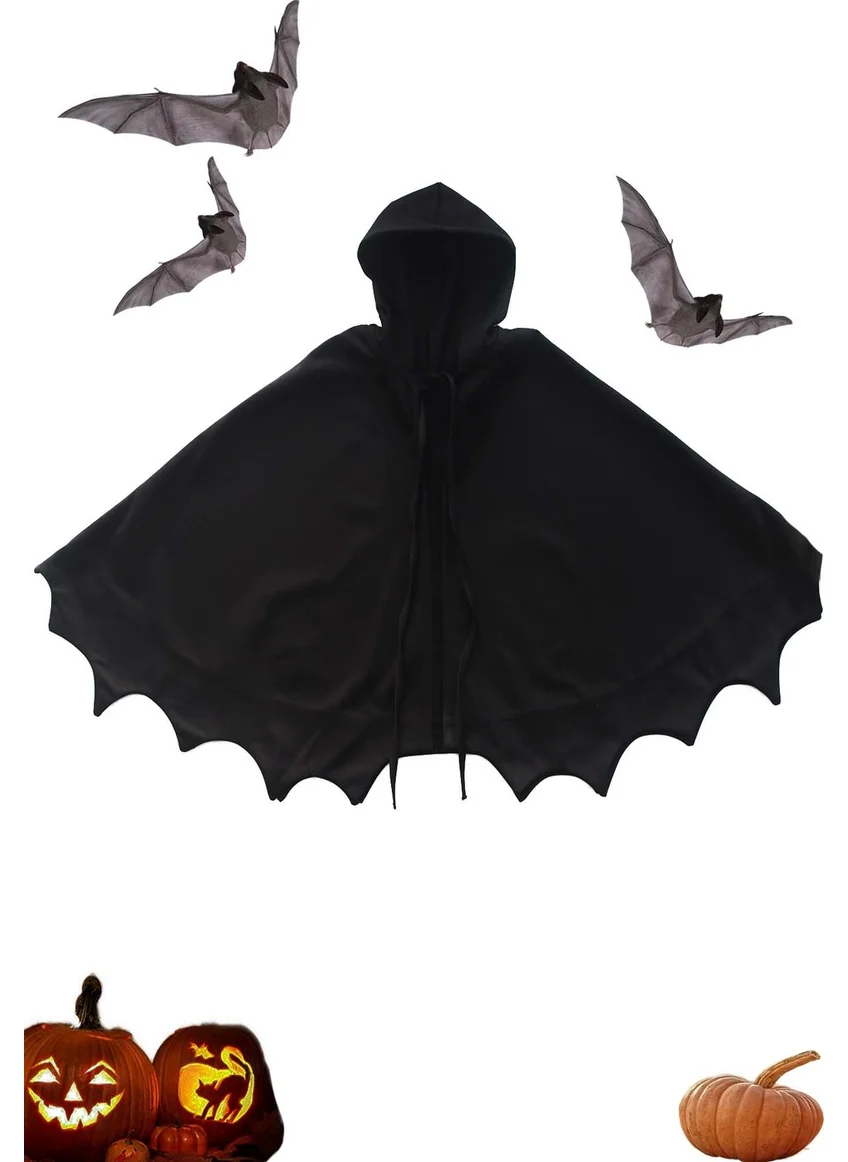 Shecco Babba Halloween Kids Hooded Black Bat Cloak and Mask Set