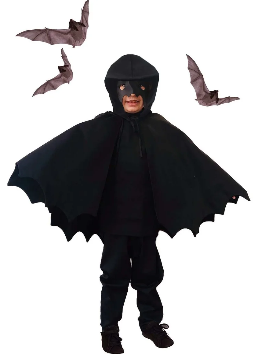 Shecco Babba Halloween Kids Hooded Black Bat Cloak and Mask Set