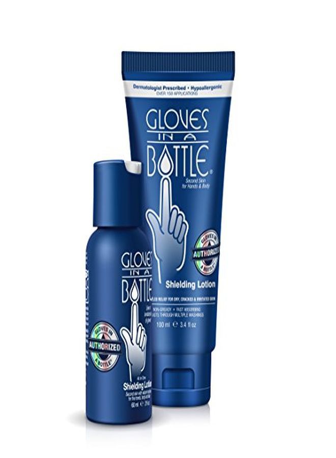 Gloves In A Bottle Shielding Lotion 3.4Oz/100Ml Tube + 2Oz Combo - Second Skin For Hands & Body  - Image 1