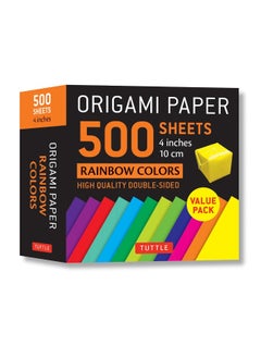 Origami Paper 500 sheets Rainbow Colors 4" (10 cm): Tuttle Origami Paper: Double-Sided Origami Sheets Printed with 12 Different Color Combinations  - Image 1