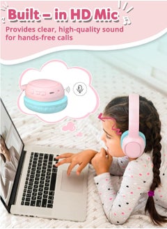 Tronsmart Tronsmart KH02 Bluetooth Headphones Kids Wireless 74/85/93 dBA Volume Limit, 45 Hours Battery Children's Headphones, Foldable Children's Headphones Over Ear with Microphone for School Tablet, (Pink)  - Image 5