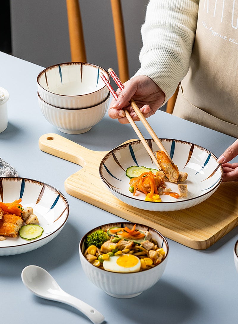 16 - Piece Family - Friendly Ceramic Tableware Set, 4 - Person Service With Bowls/Plates/Spoons/Chopsticks, Durable For Daily Meals - Image 4