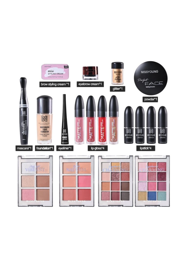 MISS YOUNG Missyoung Large Makeup Gift Set – Professional Full Cosmetic Kit with Eyeshadow Palette, Blush & Brushes - Image 4