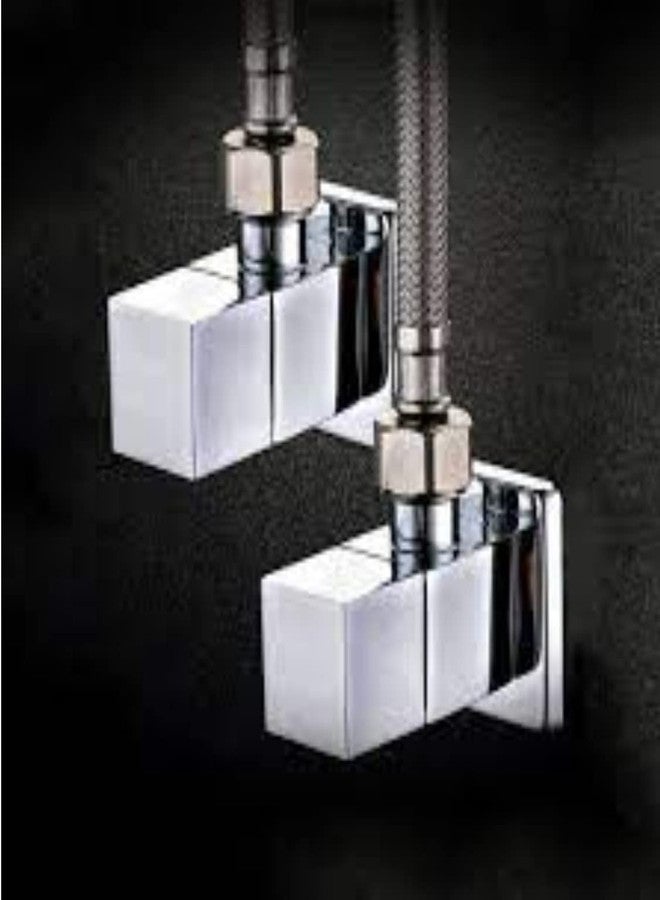 دريزل صمام زاوية مربعة من النحاس الأصفر من DRIZZLE لحنفيات الحمامات، وسخانات المياه، وتوصيلات أحواض الغسيل (فضي، تشطيب كروم، 4 قطع) - Image 2