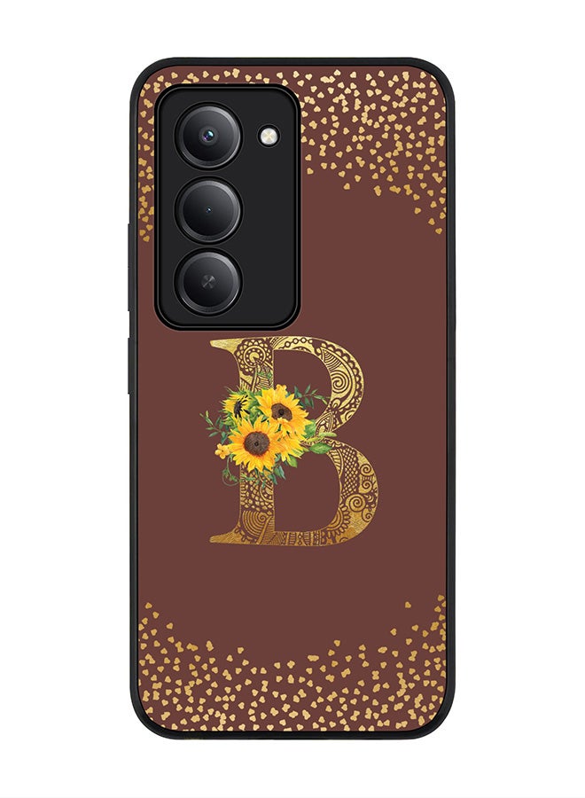Stylizedd For Xiaomi Redmi 15 5G Case,Slim fit Camera Protection, Shockproof Thin Phone cover  - Custom Floral Monogram - B  (Brown ) - Image 1