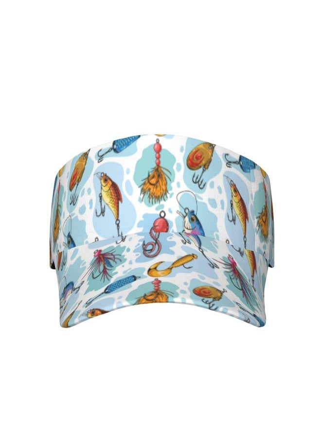 TINUADEE Fishing Lures Fish Bait Sports Sun Visor Hats Adjustable Men Women Lightweight Packable Cooling Empty Top Visor Hat for Running, Tennis, Golf - Image 2