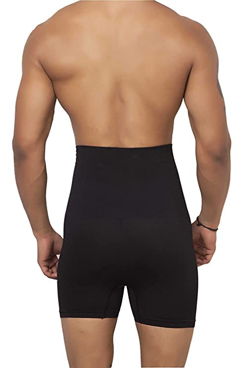 KROYWEN Mens Seamless Tummy Tucker Waist Cincher Thigh Slimming Body Shapewear Belly Girdle Boxer Briefs Black - Image 3