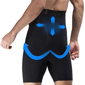 KROYWEN Mens Seamless Tummy Tucker Waist Cincher Thigh Slimming Body Shapewear Belly Girdle Boxer Briefs Black - Image 5