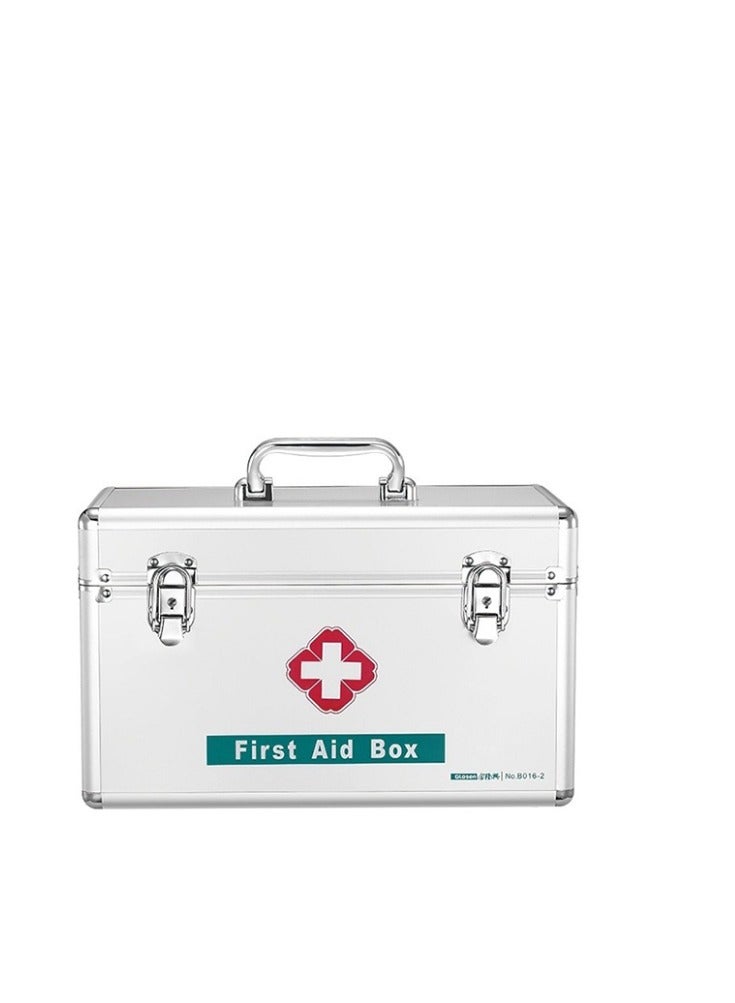 Glosen Lockable First Aid Box/Medicine Storage Box with Portable Handle Small Silver - Image 2