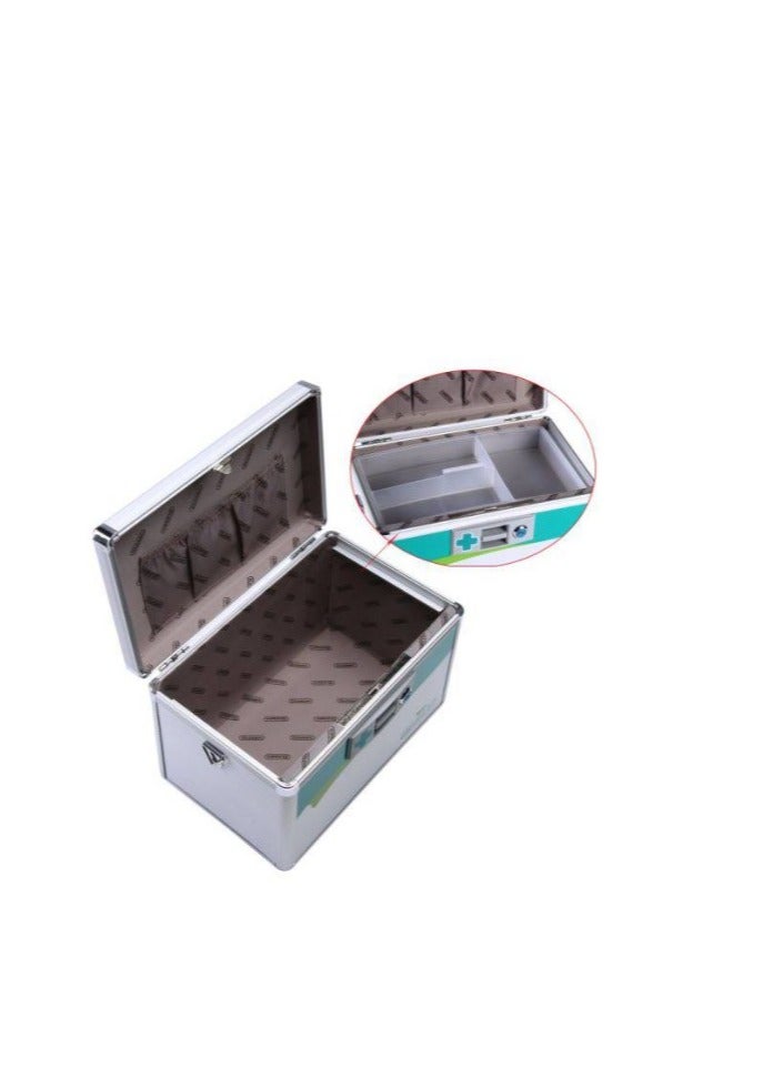 Glosen Lockable First Aid Box/Medicine Storage Box with Portable Handle Small Silver - Image 3