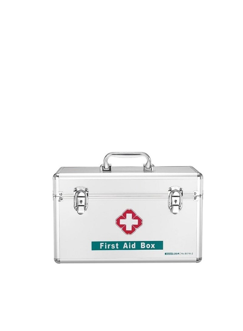 Glosen Lockable First Aid Box/Medicine Storage Box with Portable Handle Small Silver - Image 5