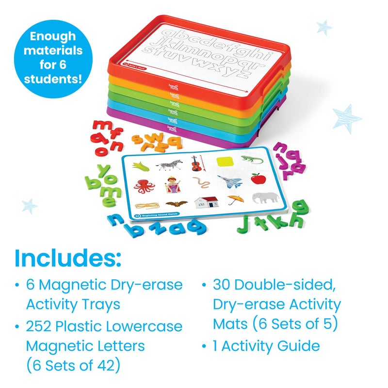hand2mind hand2mind Alphabet Word Work Small Group Set, Lowercase Magnetic Letters, Magnetic Letter Trays, Phonics Manipulatives, Phonemic Awareness Activities, Science of Reading Classroom Materials (Set of 6) - Image 2
