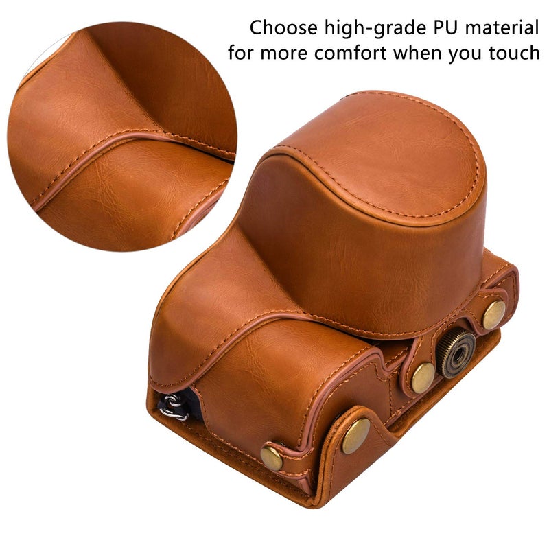 Hargedis XEVN for sony a6400 case,for sony a6300 case,Premium PU Full Body Leather Camera Case Bag for sony alpha a6300 a6000 a6100 a6400 Fit 16-50mm Lens with Camera Shoulder Strap(Brown) - Image 3