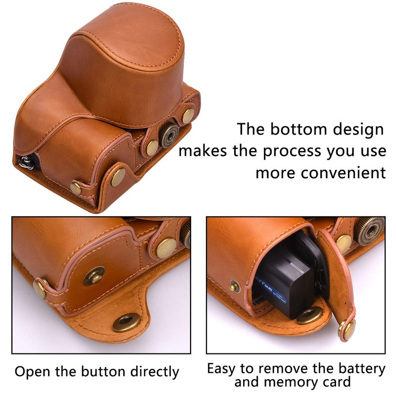 Hargedis XEVN for sony a6400 case,for sony a6300 case,Premium PU Full Body Leather Camera Case Bag for sony alpha a6300 a6000 a6100 a6400 Fit 16-50mm Lens with Camera Shoulder Strap(Brown) - Image 5
