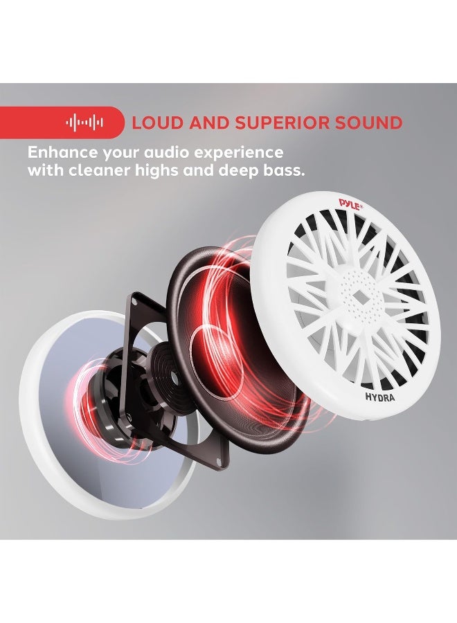 Pyle Pyle Single Outdoor Marine Audio Subwoofer - 500 Watt 10 Inch White Waterproof Bass Loud Speaker  - Image 3