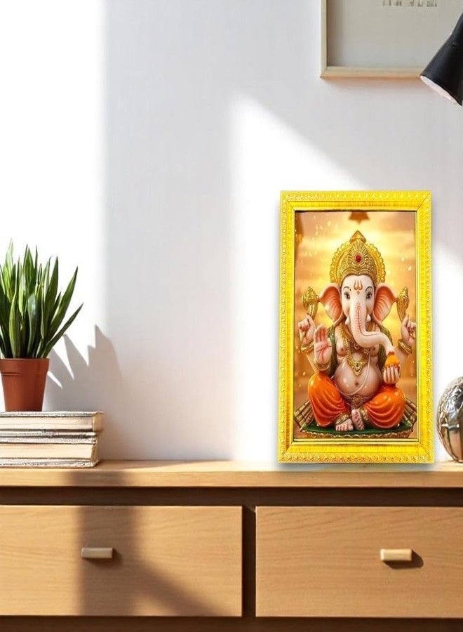 إنديانا ستور فور أول لوحة جدارية مؤطرة من Indianstore4all، تُصوّر اللورد غانيشا (خشب، غير لامع، ذهبي، حجم صغير، 7 × 9 بوصة)، إطار صور بهاجوان A549IN - Image 2