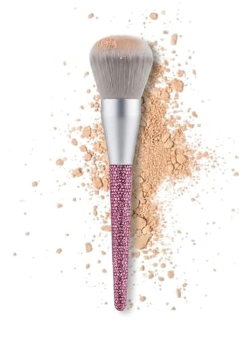 Makeup large Brush Powder Brush Foundation Blush Bronzer Contour Face Blender Professional Mineral Blending Buffing Thick and Dense Soft Synthetic Fibers -dark pink glitterhand - Image 1
