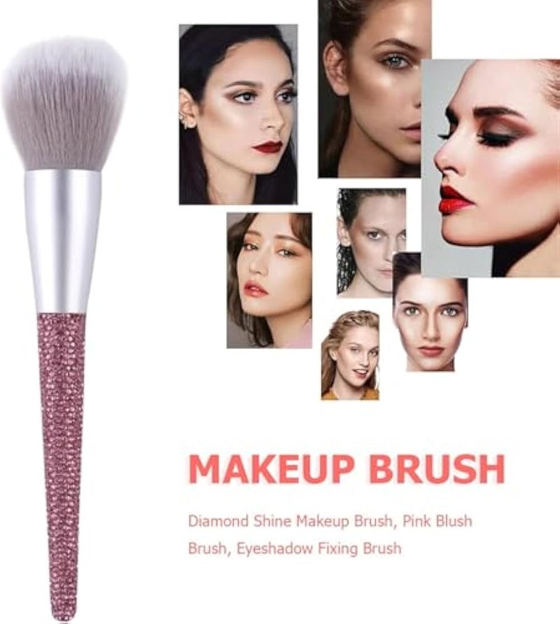 Makeup large Brush Powder Brush Foundation Blush Bronzer Contour Face Blender Professional Mineral Blending Buffing Thick and Dense Soft Synthetic Fibers -dark pink glitterhand - Image 5