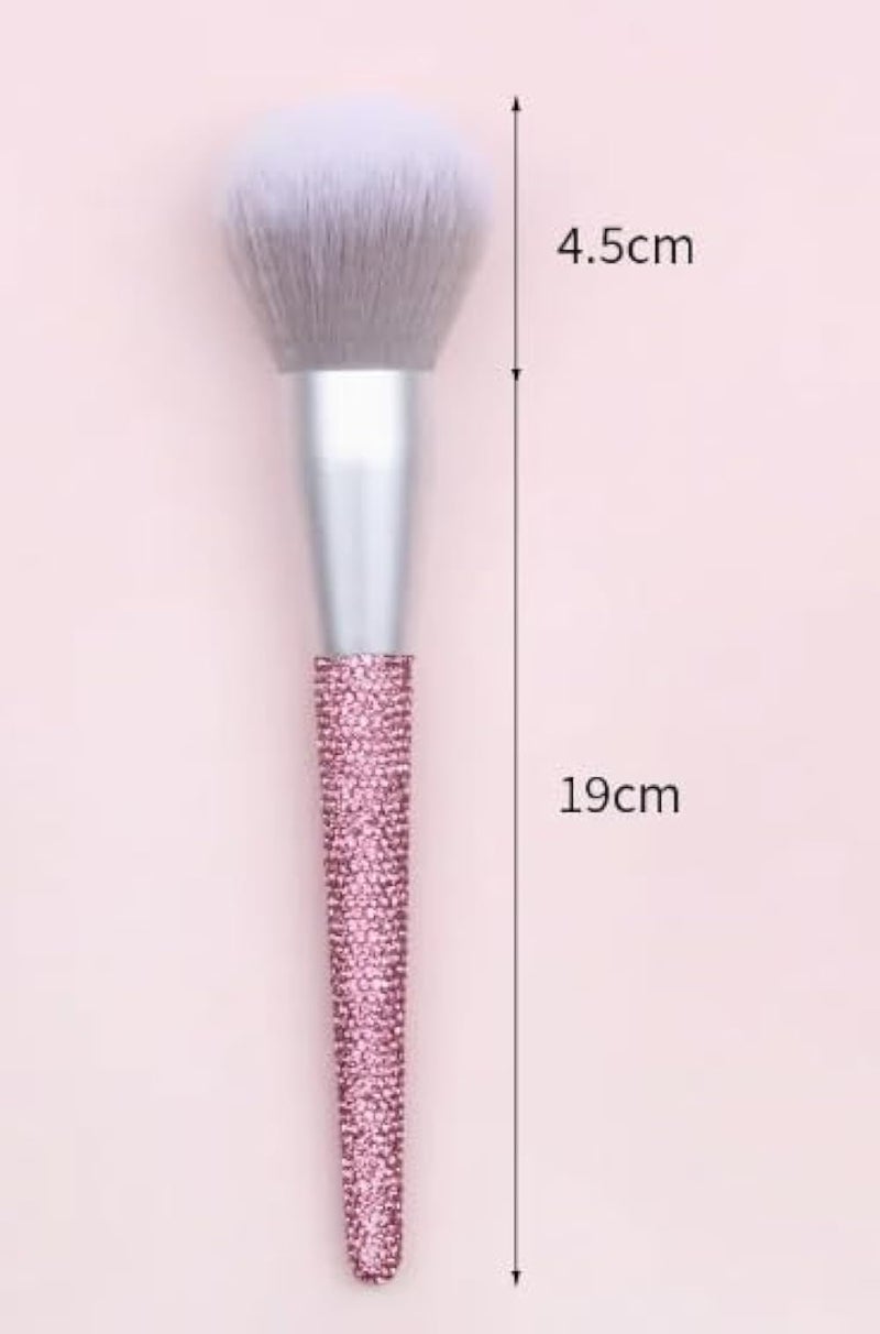 Makeup large Brush Powder Brush Foundation Blush Bronzer Contour Face Blender Professional Mineral Blending Buffing Thick and Dense Soft Synthetic Fibers -dark pink glitterhand - Image 2