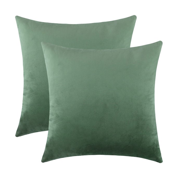 COMFY SAGE GREEN THROW PILLOW COVERS DECORATIVE SQUARE SOLID THICK VELVET SUPER SOFT COUCH CUSHION CASES FOR BEDROOM SOFA DECOR SET OF 2 20 X 20 INCH