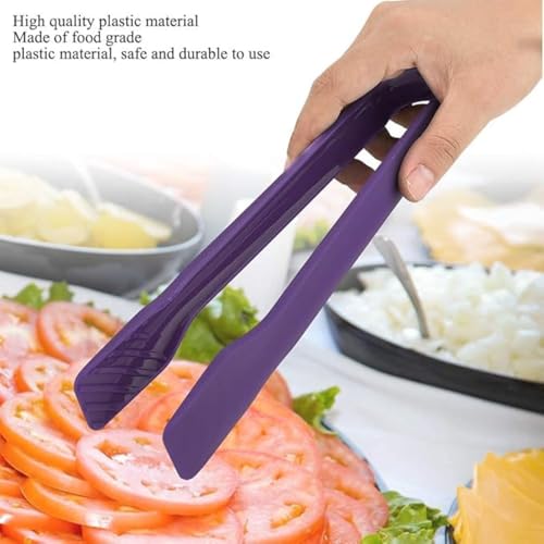 KIPSOME 3Pcs Plastic Serving Tongs Set, Kitchen Clip Non-Stick Food Tongs Small Medium & Large Cooking Tongs for Oven Baking Salad Steak Vegetable Ice Serving Tools Utensil Set (Purple) - Image 3