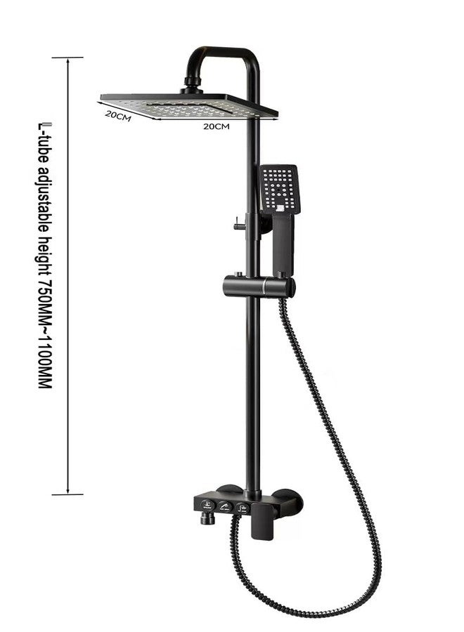 B Backline Thermostatic Shower Set | 3-in-1 Wall Mixer | Rainfall Overhead Shower, Handheld Shower & Spout | Matte Black Finish for Bathroom - Image 2