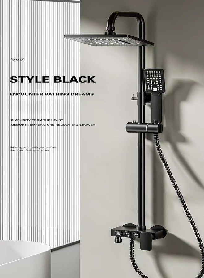 B Backline Thermostatic Shower Set | 3-in-1 Wall Mixer | Rainfall Overhead Shower, Handheld Shower & Spout | Matte Black Finish for Bathroom - Image 5