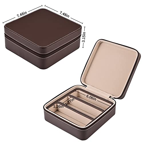 ROSELLE Eyewear Travel Case for women men, Luxury leather 3-Slot Eyeglasses Storage Box for Multiple Glasses and Sunglasses (Coffee) - Image 2