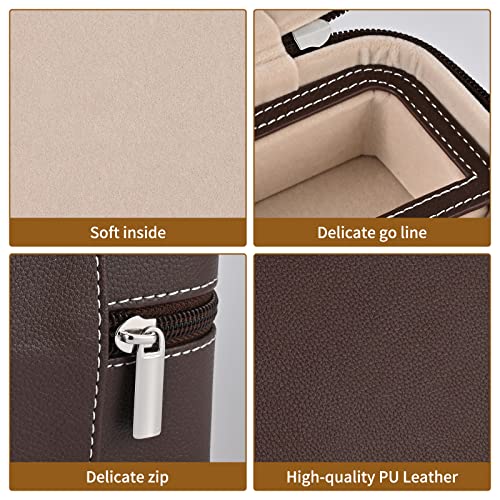 ROSELLE Eyewear Travel Case for women men, Luxury leather 3-Slot Eyeglasses Storage Box for Multiple Glasses and Sunglasses (Coffee) - Image 3