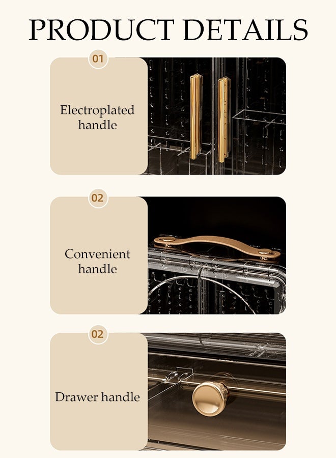 DUNISO Portable Cosmetic storage box，Makeup Organizer for Vanity with Handle，Dustproof Large Capacity Skincare Organizers with Drawer，for Countertop, Bathroom, Dresser - Image 3