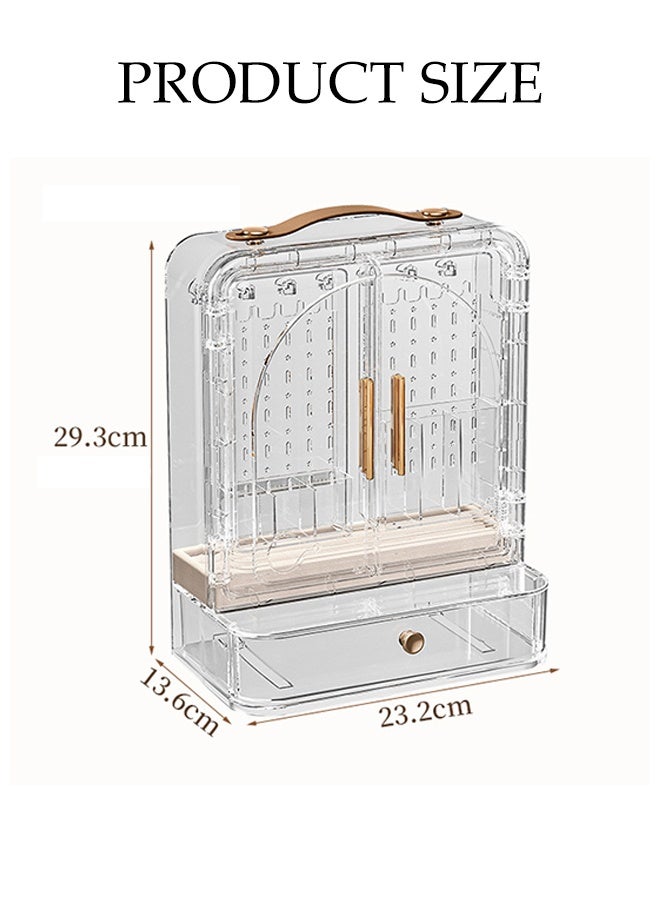 DUNISO Portable Cosmetic storage box，Makeup Organizer for Vanity with Handle，Dustproof Large Capacity Skincare Organizers with Drawer，for Countertop, Bathroom, Dresser - Image 2