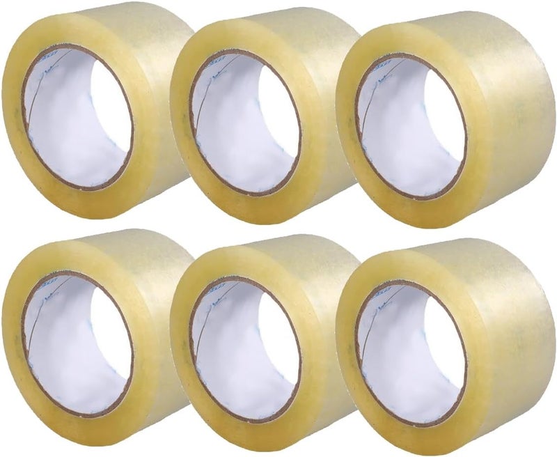 إي سي في في 6 قطع من شريط التغليف الشفاف القوي، شريط تغليف شديد التحمل، أشرطة لاصقة قوية للشحن والتعبئة والنقل والختم، 4.8 سم × 60 متر لكل لفة، 6 لفات - Image 1