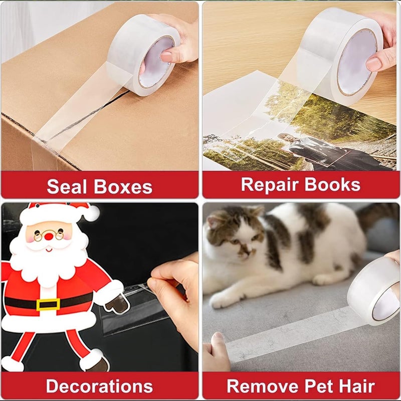 إي سي في في 6 قطع من شريط التغليف الشفاف القوي، شريط تغليف شديد التحمل، أشرطة لاصقة قوية للشحن والتعبئة والنقل والختم، 4.8 سم × 60 متر لكل لفة، 6 لفات - Image 4