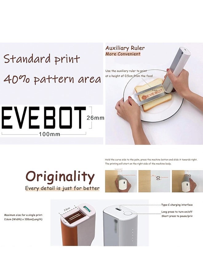 EVEBOT - Mini Coffee Printer,Portable Edible Inkjet Pen,Food Printer,Logo and Pattern Print, Latte Art Printer for Coffee,Cake, Cookies,Bread,Macaron,Chocolate,DIY Decoration - Image 1