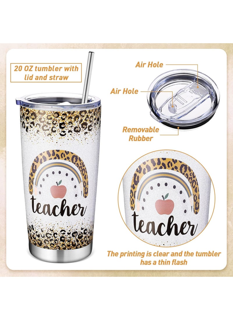Nuenen Nuenen 7 Pcs Teacher Gift for Women Teacher Appreciation Gift Rainbow Basket Include Tumbler Tote Bag Leather Bucket Card Key Chain Bookmarks for Teacher Appreciation Week Thank You Christmas Gift  - Image 3